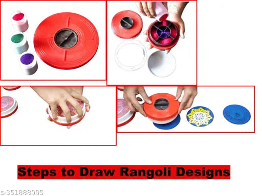 Artonezt Magic Rangoli Stamp + 5 Stencils + 2 Fillers +1 Rangoli Pen for Navratri Pongal Pooja Mandir Diwali Floor Decoration