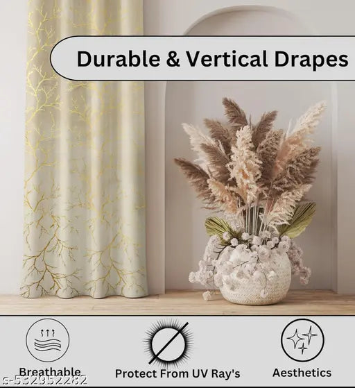 MSD Decor Hub Luxury FOIL Velvet Blackout PARDA Curtain for LONGDOOR, Window, Door Pack of 1 PECS, CREAM