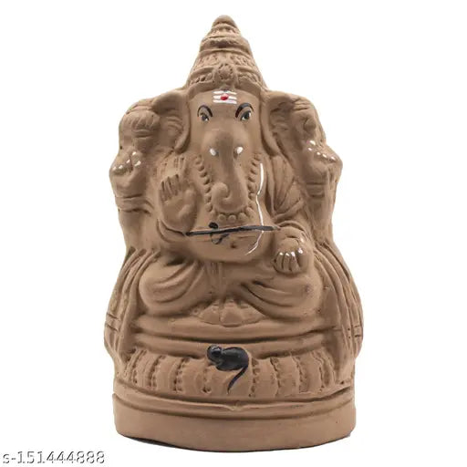 Seed Paper  Eco Friendly Earthenware Plantable Ganesha Idol  | Naturally Biodegradable Handmade Murti for Ganesha Chaturthi |  Large (6 inch) | (Brown)