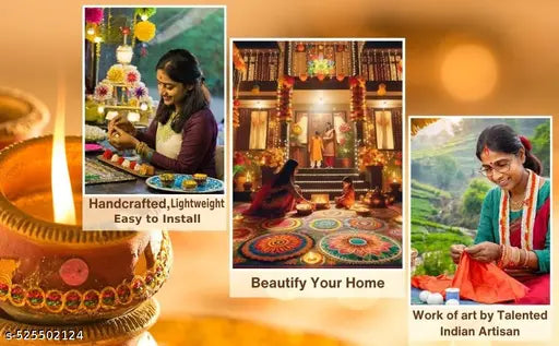 Artistic Dreams Pack Of 2pcs Red Color 13*4 Inches Artificial Floral Red Rose Wall Hanging For Diwali Decoration,Home Decor, Gifts Items,Diya for Home Office Pooja,Durga Pooja,Temple Decoration