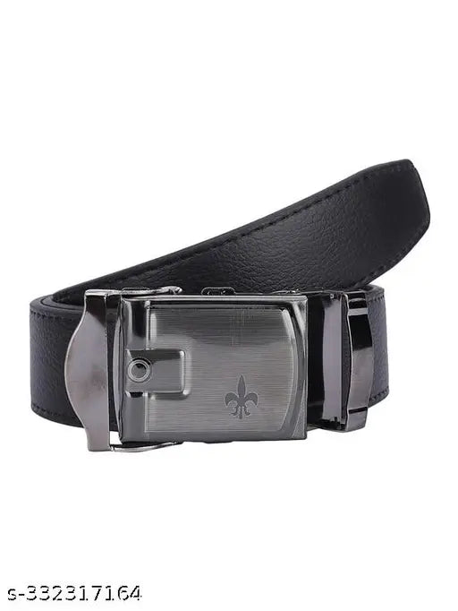 Sunshopping men's black auto lock buckle pu leather belt