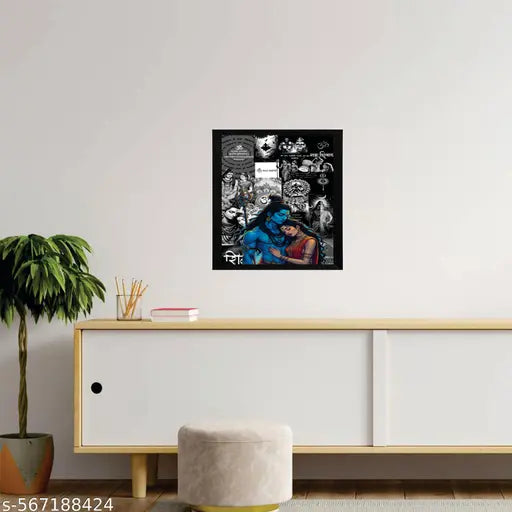 shiv ji Modern  Decor A4 Size Framed Paintings for Living Room Bedroom & Office Decor - Wall Art Frames Wall Posters with Frame for Home Decoration - Wall Paintings