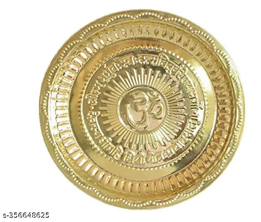 HaridwarDivine | Brass Pooja thali Set 0m Brass Plate   Ghanti |  Agarbatti Stand Devdas Diya | Puja Thali for Diwali Home Mandir Office Wedding Return Gift Items.