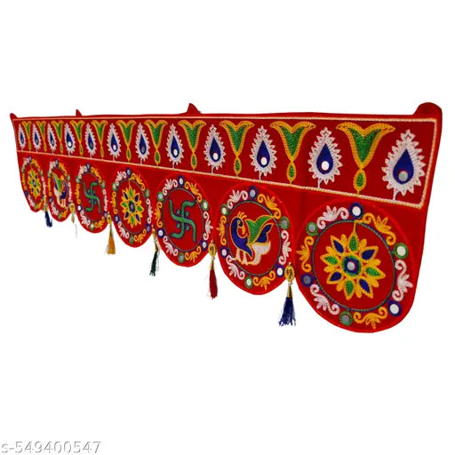 Traditional Swastik Round Embroidered Toran | Ethnic Bandhanwar for Main Door Decoration