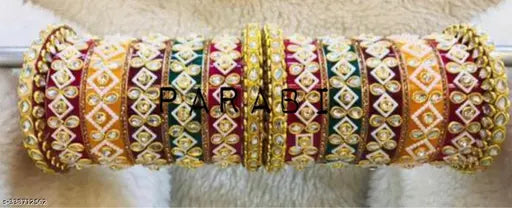 Rajasthani Multi Chuda, Bridal Chuda, Punjabi Chuda, Kundan Bangles Set