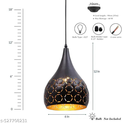 Metal Laser Cut Balloon Shape Single Hanging Pendant Light for Bedroom, Living Room, Hallway, Kitchen, Over The Dining Table Metal Bulb Not Included Black