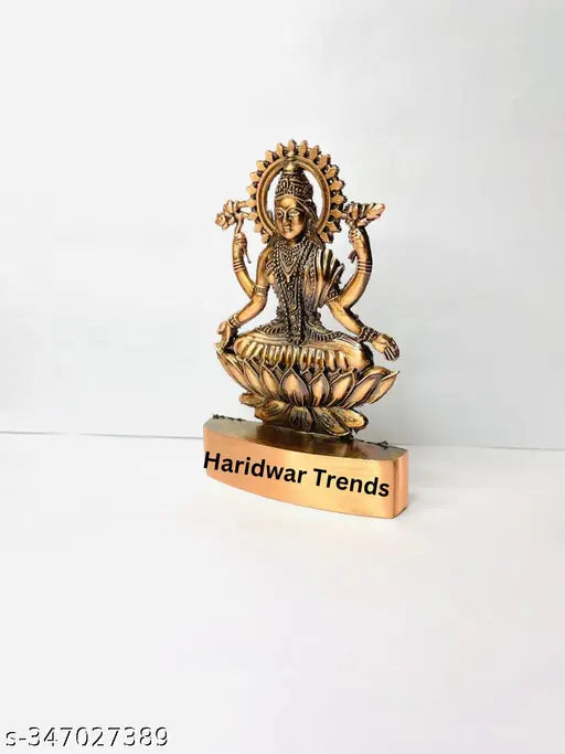 Haridwar trends Goddess Laxmi Idol Showpiece Copper Plated Lakshmi Murti Statue 11 cm (Metal, Brown) for Home Puja Decor Gifting Decorative Item, Lakshmi Ji ki Murti