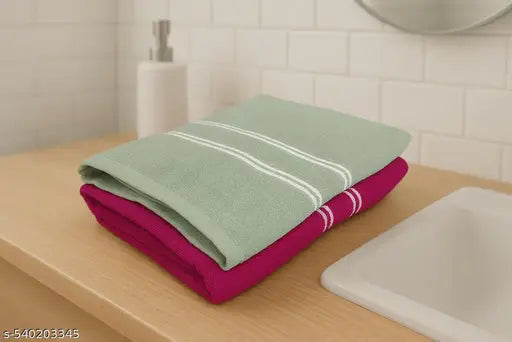 Striped Bath Towel – 54 x 27 Inch"– Unisex - Ideal for Men/Women/Kids– Combo of Two Towels