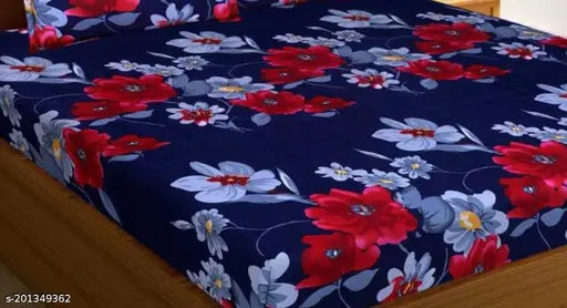 STYLISH 100% POLYCOTTON DOUBLE BED SHEET SIZE 90x90 inch WITH 2 PC PILLOW COVER SIZE 16x26 inch