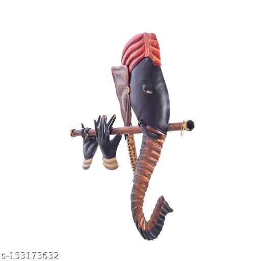 Handicrafy Ganesha Playing Flute Basuri Iron Made Wall Art,  Decor & Hangings