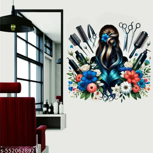 Beautiful parlour girl with parlour cosmetic makeover aligant wall sticker