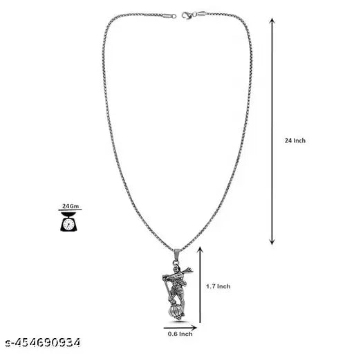Hanuman Gada Locket | Spiritual Pendant, Religious Necklace, Lord Hanuman Locket with Gada | Stainless Steel Hanuman Necklace with Crisscross Chain for Gift, Unisex
