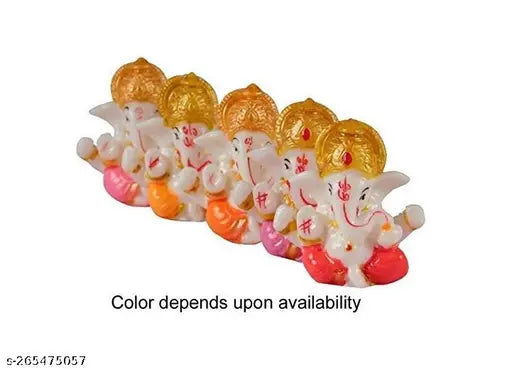 Parul Art & Craft Ganesha Statue for Home Temple Decoration I Ganesh Idol for car Dashboard (YELLOW , ORANGE, WHITE, PINK, PAGDI)