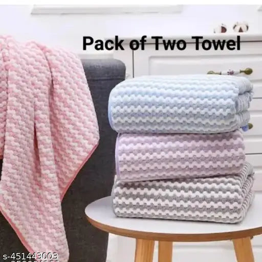 FULL SIZE SOFT MICROFIBER WATER ABSORBING PACK OF 2 PC TOWEL FOR BATH BEACH GYM