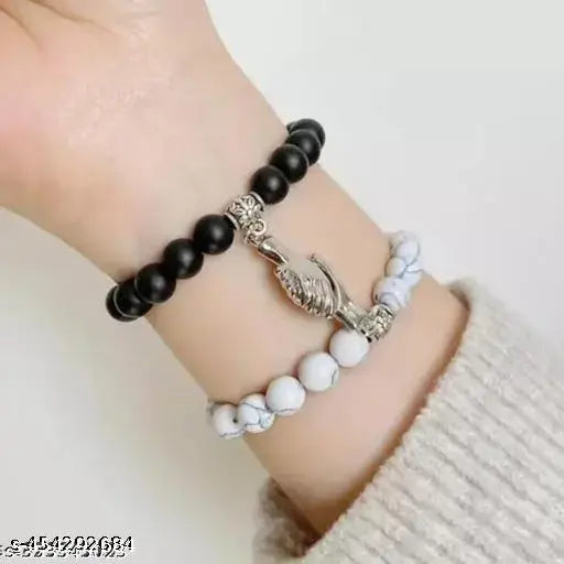 Handshake Bead Bracelet,Couple Bracelet, Believe In Love, Spread Love, Block Negativity, Crystal Bracelet, Pearls Bracelet And Shining Beads For Blessings, Best friends And Soulmate For Unisex