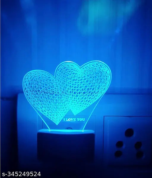 Diona Night Lamp Two Hearts Couple Romantic LED Multi color light changing 3d illusion light valentinsday, birthday, anniversary gift
