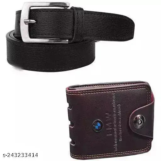 Men's Formal & Causal Synthetic Multicolor Belt & Wallet