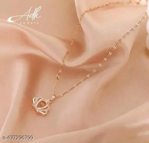 ATTRACTIVE DANCING DIAMOND LOTUS WITH ROSE GOLD CHAIN(Lotus)