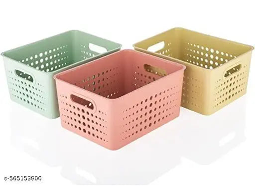 3 pcs Storage Basket for Kitchen, Office, Bedroom, Bath Room (Plastic)