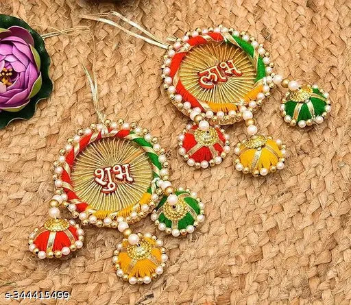 shubh labh door wall hanging toran diwali decoration item for home room main get  1 Shubh and 1 labh