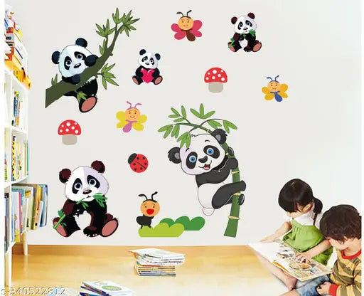 Beautiful Panda set Wall Sticker For Kids room  ( 136 cm x 130 cm )