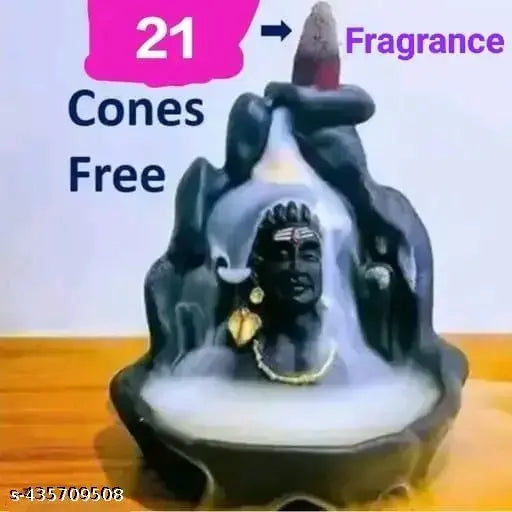 PMR Handcrafted Lord Adiyogi, Mahadev, Shiv Shankara Backflow Cone Incense Holder Decorative Showpiece with 21 Free Smoke Backflow Scented Cone Incenses (Black)… Idols & Figurines