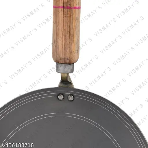 VISMAY'S Durable Traditional Pure Iron Tawa Heavy Base for Roti/Chapati/Chapati with Wooden Handle Roti Tawa (9.5 Inchs)