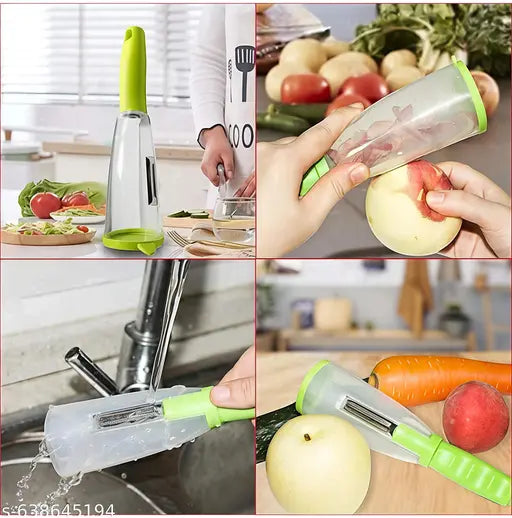 Premium Peeler with Container for Fruits & Vegetables | 2-in-1 Multifunctional Kitchen Peeler | Sharp Stainless Steel Blade