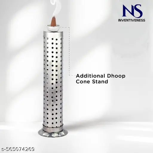 NS INVENTIVENESS - AGARBATTI STAND 1 Piece NS INVENTIVENESS Stainless Steel Agarbatti Stand for Puja |Incense Stick Holder with Ash Catcher - Pack Of 1