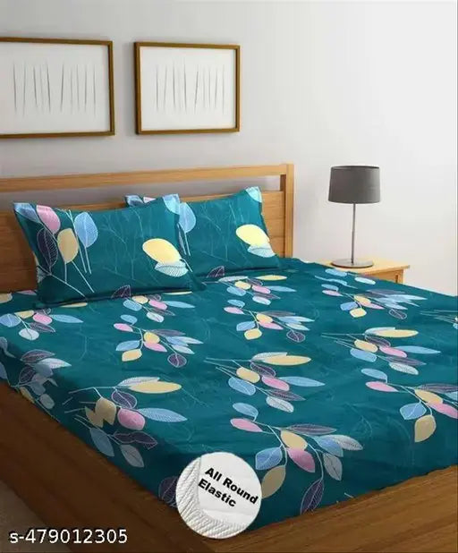 Kanhiya  Decor makes this attractive double fitted bedsheet with 2 large pillow covers. Bedsheet gets proper comfortable even for 8 inches mattress.