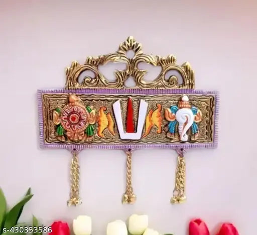 VK COLLECTION  Tirupati Door Hanging Shankh Chakra Namah Latkan colour Decorative Showpiece