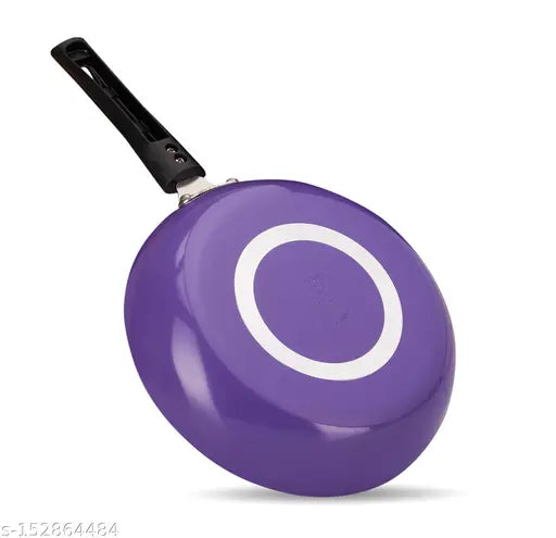Navrang Nonstick Frypan 220 With Glass Lid, Non Induction,Purple,