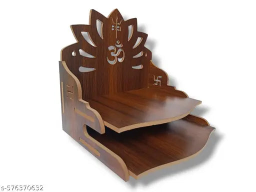 Wall Mount Floral Designer OM Mandir, Wall Mount And Table Top Temple, Laddu Gopal Mandir,  Home And Office Temple, Brown