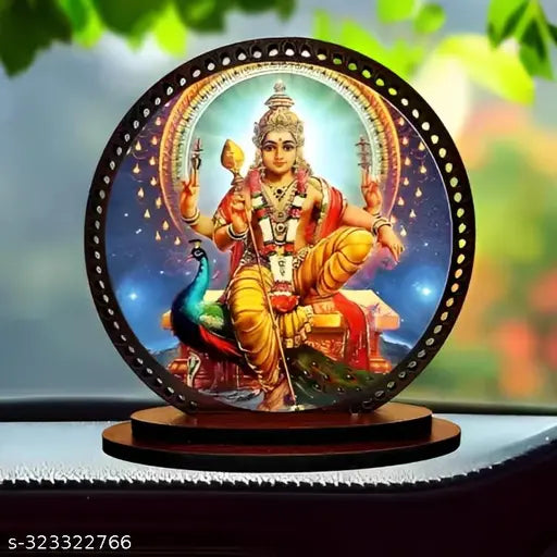 Giftlab  Lord Kartikeya Dashboard idol for Car and Home Decorative Showpiece - 3 cm  (Wood, Multicolor)