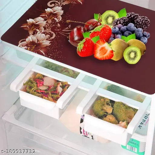 Combo Fridge Top Cover(21 X 39 Inches), Fridge Handle Covers (12 X 6 Inches)+ 4 Fridge Mats (11 X 17 Inches), 5 Piece Set