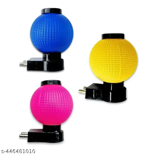 Energy saving Home Decor Unique LED Night Lamp 0.5w 2 Pin Jack, Room Light For Bedroom, Dinning Room, Color Pink, Blue & Yellow (Pack of 3)