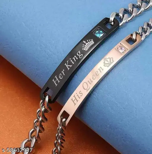 Metal Crystal Titanium Bracelet  (Pack of 2)