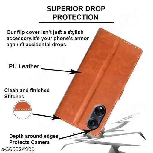 HANIRY Flip cover for SAMSUNG A14 5G folding cover | SM-A146B folding cover | Free 786 Keychain | Blue, Brown