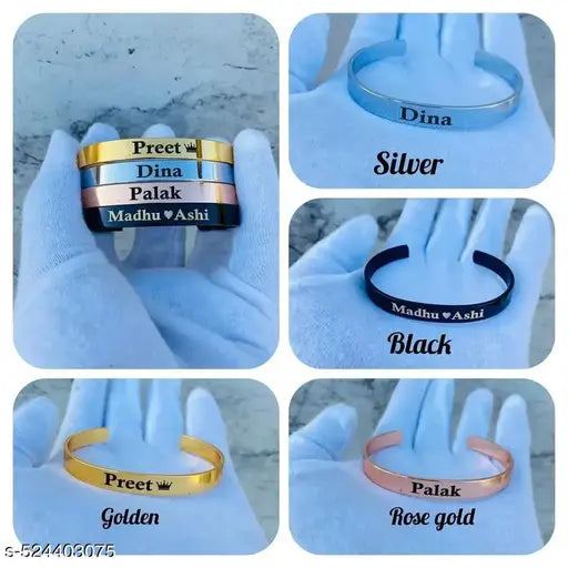 Customised name kada an |  Men Casual name bracelet | Custom Name kada bracelet | Gift Set  for Him | Personalized Men's and women's Accessories | Metal  bracelet with Name | .  Metal  kada with name  Silver name bracelet