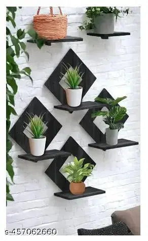 Wall Shelf Shelves Art Hanging Decor for Wall Diwali Decoration Items Home Decor - Floating Display Rack Shelves Artwork for Living Room Kitchen Bedroom Ideal for Gifting (Set of 4)