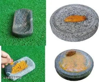 RARE OCEANS TURMERIC & SANDALWOOD RUBBING STONETurmeric Rubbing Stone/Sandalwood Sticks Grinding Stone/Baby medicine Grey 5 inch combo offer