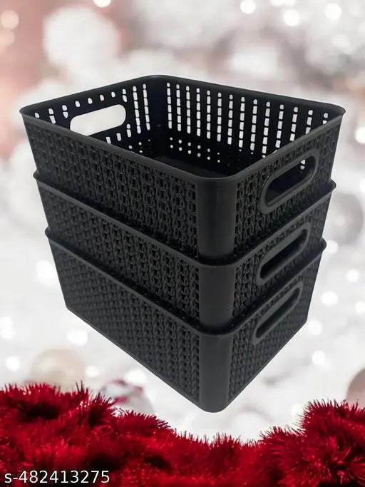 Multipurpose Plastic Baskets Home/Kitchen Storage Basket Pack of 3 Baskets