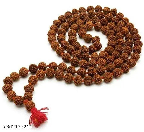 Haridwar Divine 5 Mukhi Five Face 108 Beads Rudraksha Jaap Mala With Wood Shree Kedarnath with Nandi Bull Temple 3D Model 9 X 8 X 5 Cm