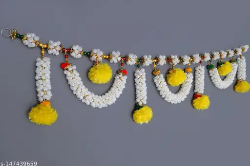 Riveting Home Décor  traditional Beads With Yellow Pom Pom door hanging Toran.