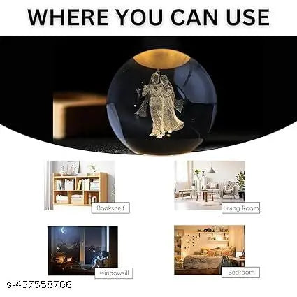 GEETA ENTERPRISES  3D lamp for Bedroom 3D Lamps for Home Decoration 3D Crystal Ball Night Light Gifts for Women Gifts for Men Room Decor Items for Bedroom (Radha Krishna Night lamp