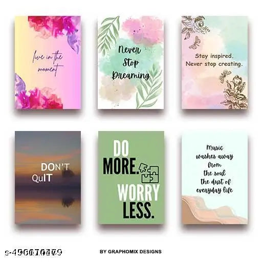 Arts Motivational Poster Wall Design For Living Room Drawing Room Poster Paper Print Pack of 6 (29 Cm*21 Cm)