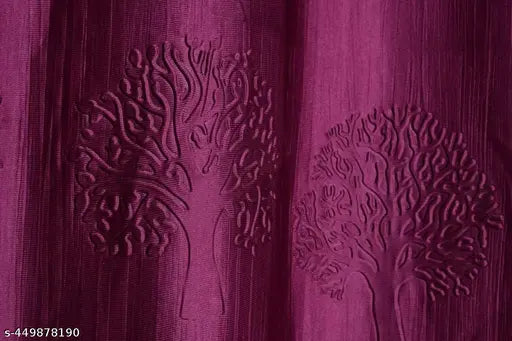 Polyester Floral Leaves Punching Curtain Pack of 1 Door Curtain