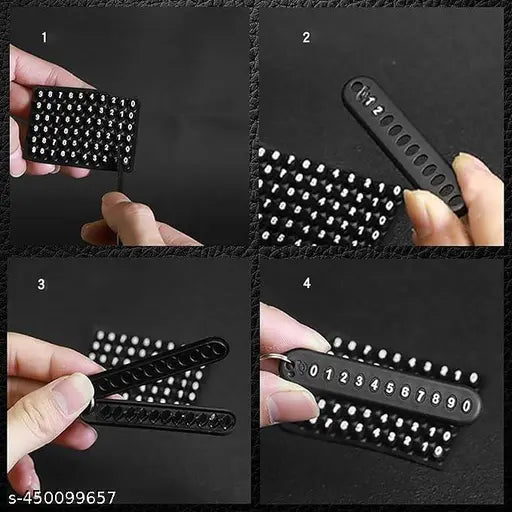 Anti-Lost Car Keychains With Phone Number Tag Metal Keychain Double Pendant Keyring For Car, Bike, Office Home, Black