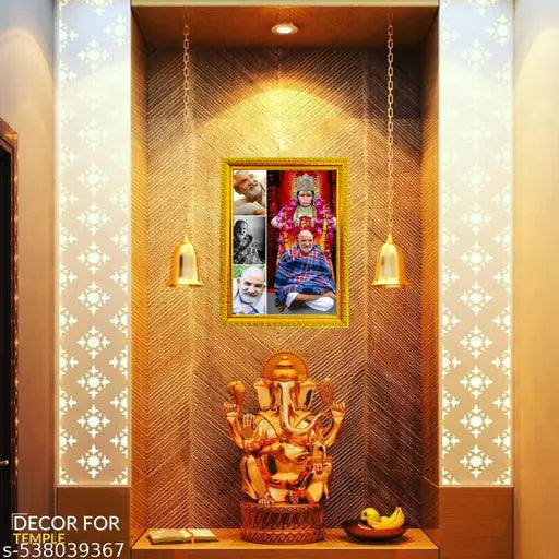 UdayGalleries Neem Karoli Baba Wall Painting Framed for Pooja Room | Goddess Neem Karoli Baba Kainchi Dham Photo Frame | Hanuman Ji Wooden Photo Frame with Matt Lamination  (Small Size, 8x6 Inch)