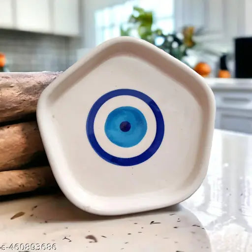 MALAIKAH Ceramic Evil Eye Print Platter Pack of 1, Valentines Gift for Lover, Gifts for Boyfriend, Girlfriend, Valentine’s Day Gift | Serving Platters| Platter For Snacks, (Valentine Special)